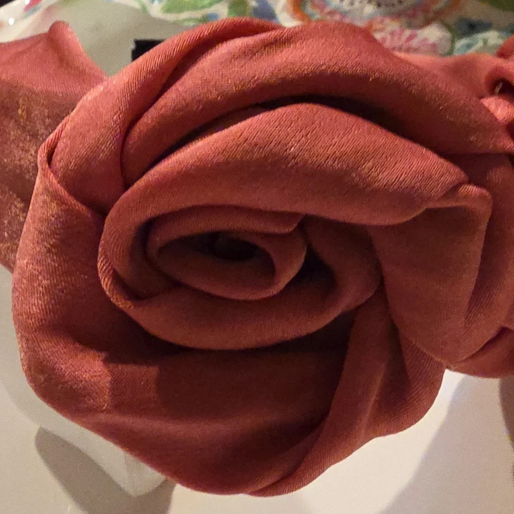 New! Terracotta Pink Rose headband • Statement Hair Accessory • NWOT